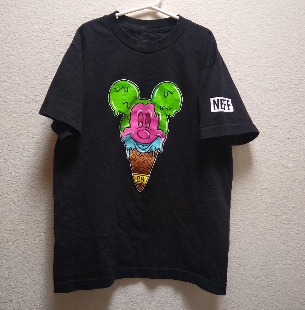 Disney World Melting Mickey Mouse Ice Cream Tshirt Neff Trippy Small